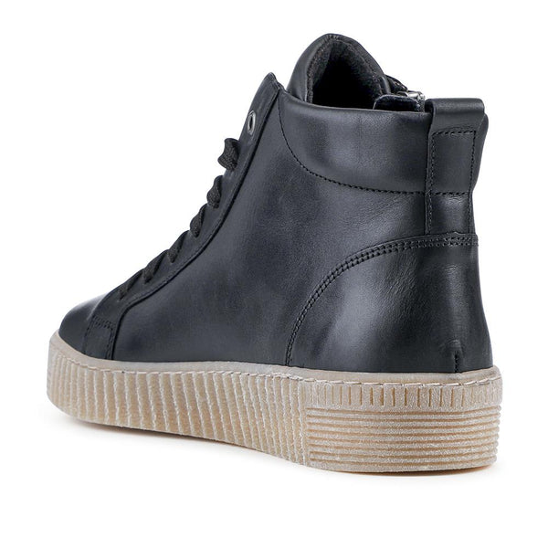 Jones Bootmaker Women's Lake Gabor Leather Zip & Lace Hi-Tops - Black