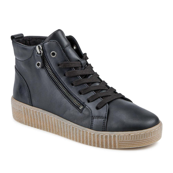 jones bootmaker Women's Lake Gabor Leather Zip & Lace Hi-Tops - Black