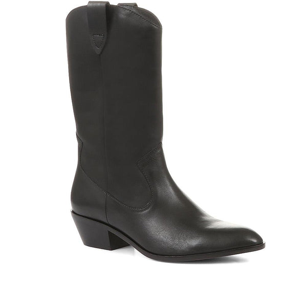 jones bootmaker Women's Lala Leather Western Boots - Black