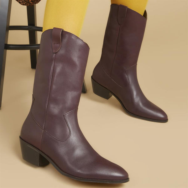 Jones Bootmaker Women's Lala Leather Western Boots - Burgundy