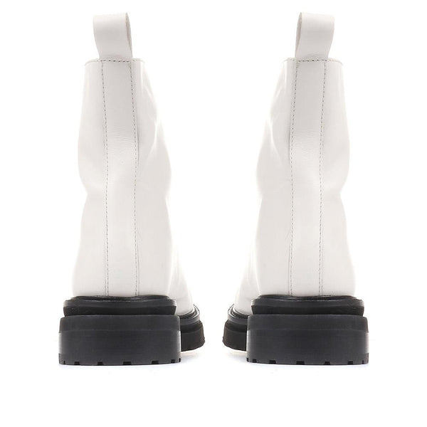 Jones Bootmaker Women's Lanie Zip Up Chunky Boots - White