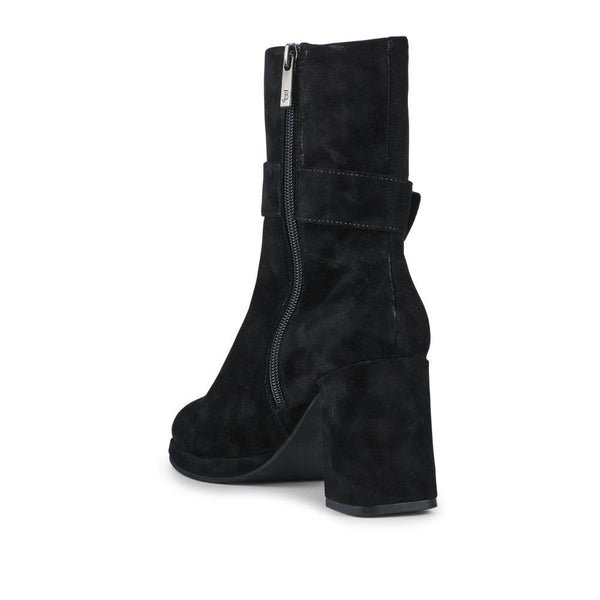 Jones Bootmaker Women's Lauralie Block-Heeled Leather Boots - Black Suede