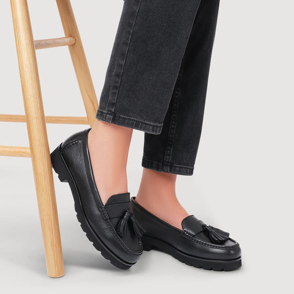 Jones Bootmaker Women's Leather Casual Slip-On Shoes - Black