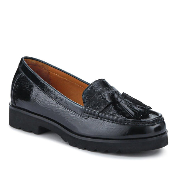jones bootmaker Women's Leather Casual Slip-On Shoes - Black Patent