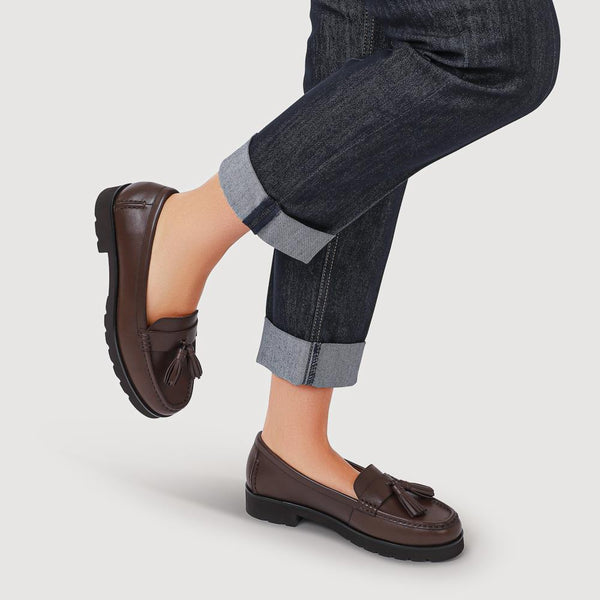 Jones Bootmaker Women's Leather Casual Slip-On Shoes - Brown