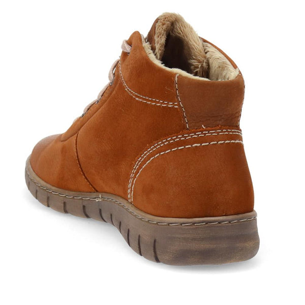 Jones Bootmaker Women's Leather Faux-Fur-Lined Ankle Boots - Cognac