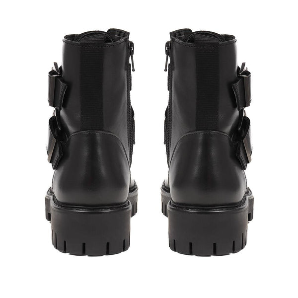 Jones Bootmaker Women's Leather Studded Biker Boots - Black