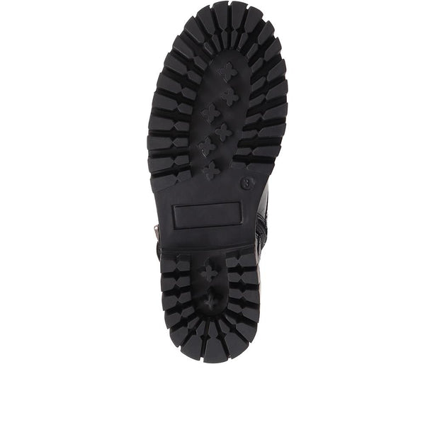 Jones Bootmaker Women's Leather Studded Biker Boots - Black