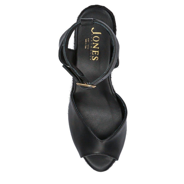 Jones Bootmaker Women's Leather Wedge-Heeled Sandals - Black Leather