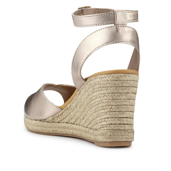 Jones Bootmaker Women's Leather Wedge-Heeled Sandals - Gold Leather