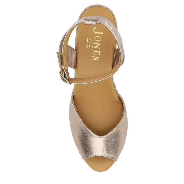 Jones Bootmaker Women's Leather Wedge-Heeled Sandals - Gold Leather