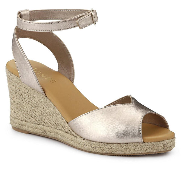 jones bootmaker Women's Leather Wedge-Heeled Sandals - Gold Leather