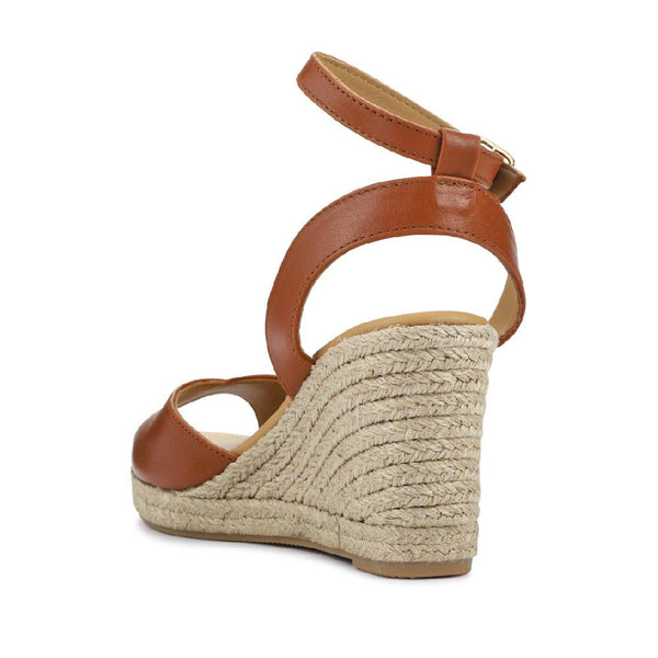 Jones Bootmaker Women's Leather Wedge-Heeled Sandals - Tan Leather
