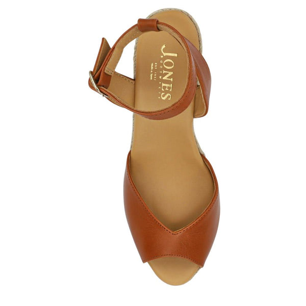 Jones Bootmaker Women's Leather Wedge-Heeled Sandals - Tan Leather