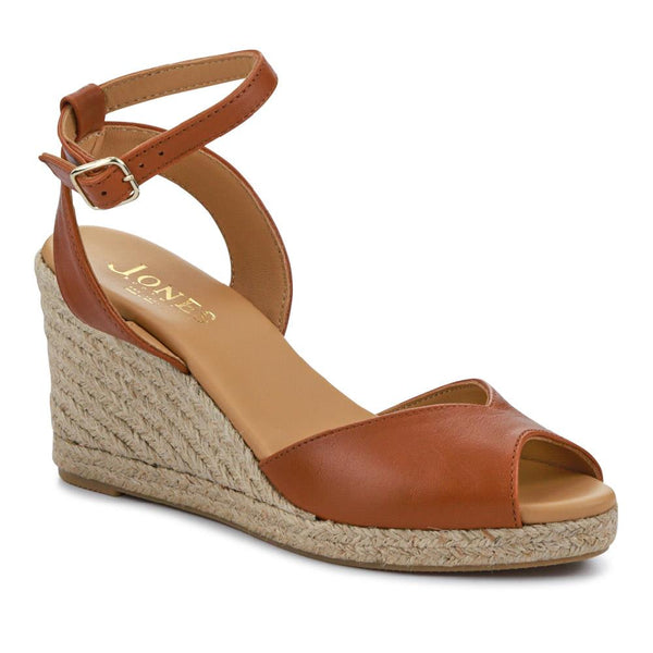 jones bootmaker Women's Leather Wedge-Heeled Sandals - Tan Leather