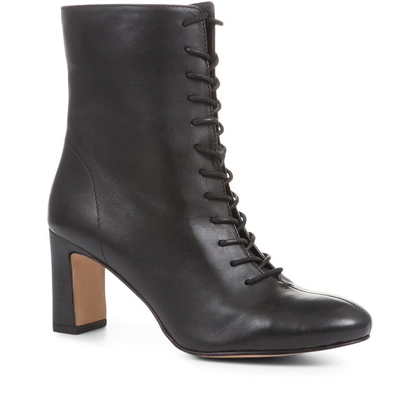 jones bootmaker Women's Lenore Heeled Leather Ankle Boots - Black