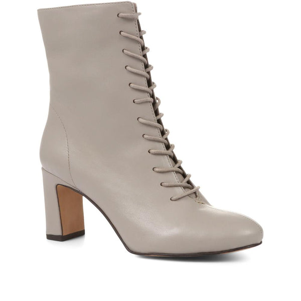 jones bootmaker Women's Lenore Heeled Leather Ankle Boots - Grey