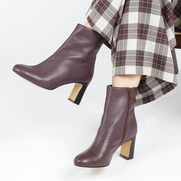 Jones Bootmaker Women's Letty Heeled Ankle Boots - Burgundy