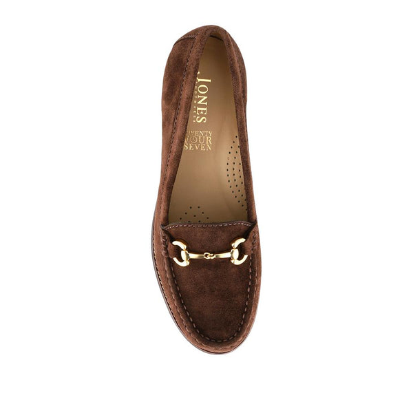 Jones Bootmaker Women's Lex Suede Leather Loafers - Chocolate Suede