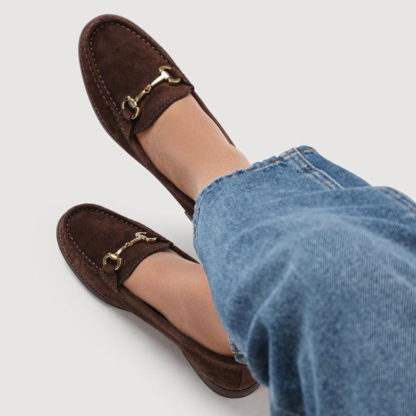 Jones Bootmaker Women's Lex Suede Leather Loafers - Chocolate Suede