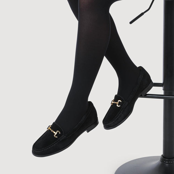 Jones Bootmaker Women's Lex Wide-Fit Suede Loafers - Black Suede