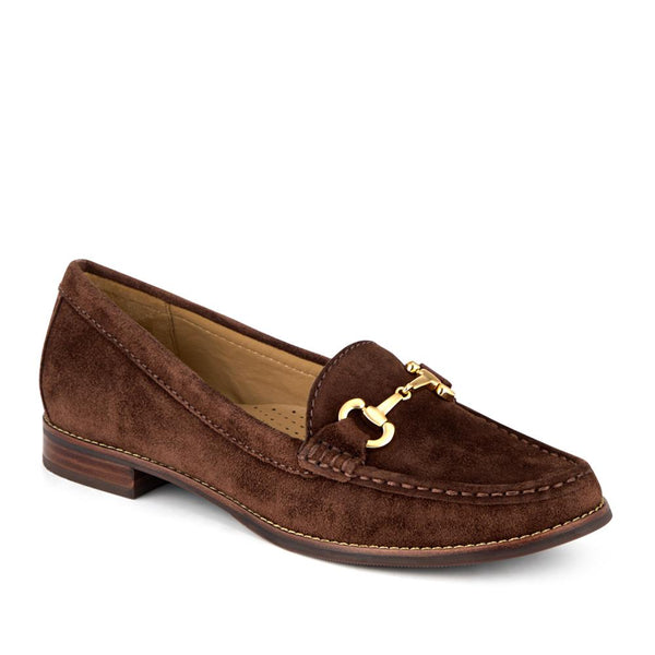 jones bootmaker Women's Lex Wide-Fit Suede Loafers - Chocolate Suede