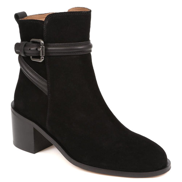 jones bootmaker Women's Lisabet Leather Buckle Strap Ankle Boots - Black