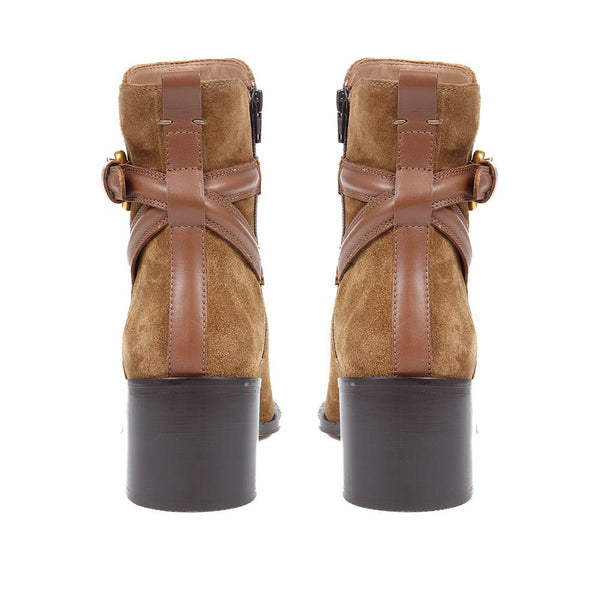 Jones Bootmaker Women's Lisabet Leather Buckle Strap Ankle Boots - Tobacco