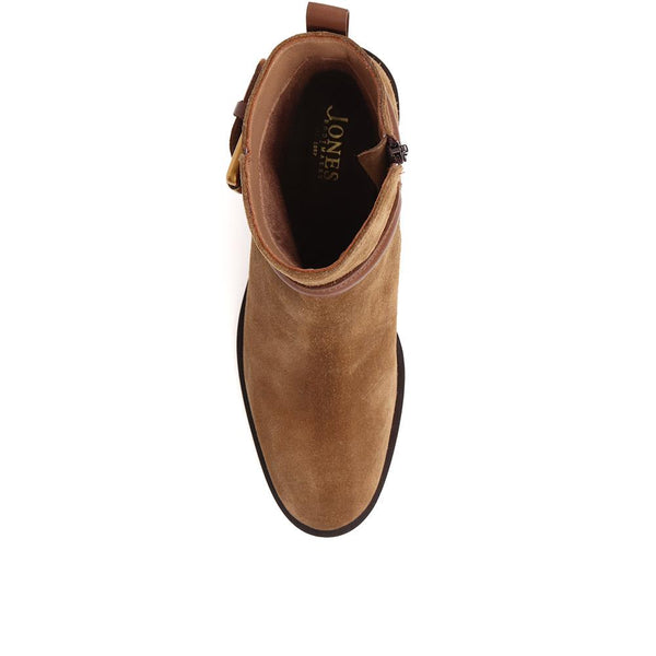 Jones Bootmaker Women's Lisabet Leather Buckle Strap Ankle Boots - Tobacco