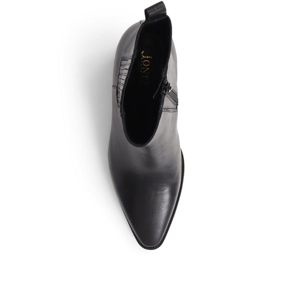 Jones Bootmaker Women's Lizia Heeled Leather Ankle Boots - Black