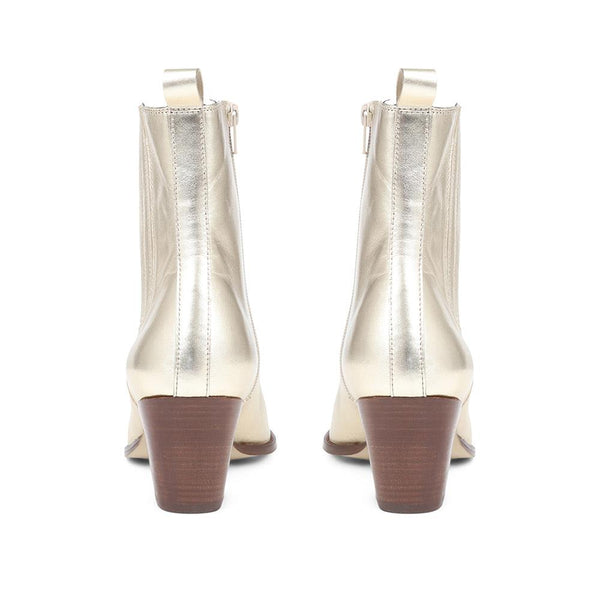 Jones Bootmaker Women's Lizia Heeled Leather Ankle Boots - Gold