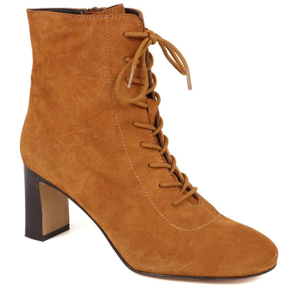 jones bootmaker Women's Lorah Leather Lace-Up Boots - Cognac