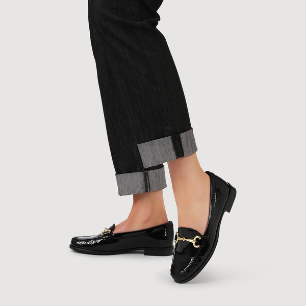 Jones Bootmaker Women's Lorella Leather Heeled Loafers - Black Patent