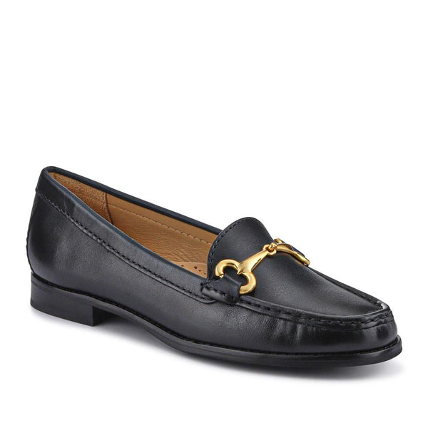 jones bootmaker Women's Lorella Wide-Fit Slip-On Shoes - Black Leather