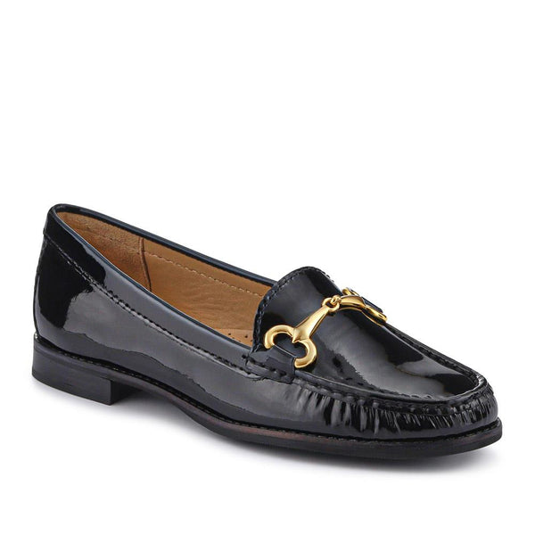 jones bootmaker Women's Lorella Wide-Fit Slip-On Shoes - Black Patent