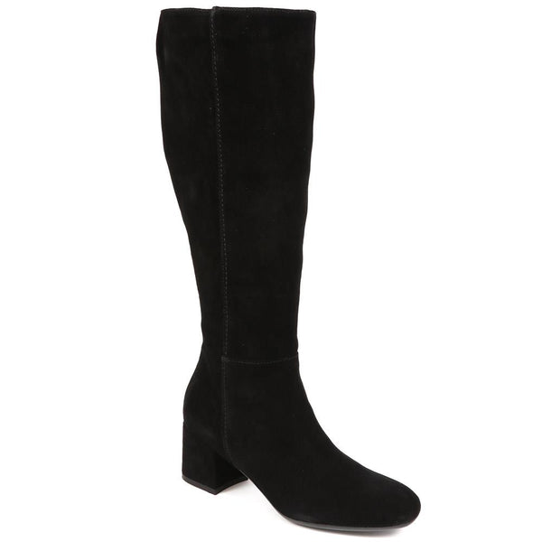 jones bootmaker Women's Lou LouR Regular Calf Knee-High Suede Boots - Black