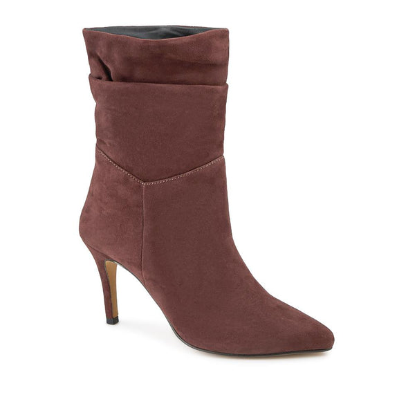 jones bootmaker Women's Luisa Leather Stiletto Heel Boots - Burgundy Suede