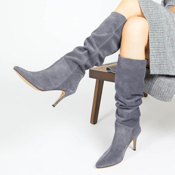 Jones Bootmaker Women's Luz Stiletto Knee High Boots - Grey