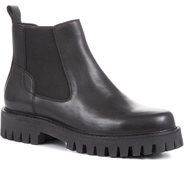 jones bootmaker Women's Machelle Chunky Leather Chelsea Boots - Black