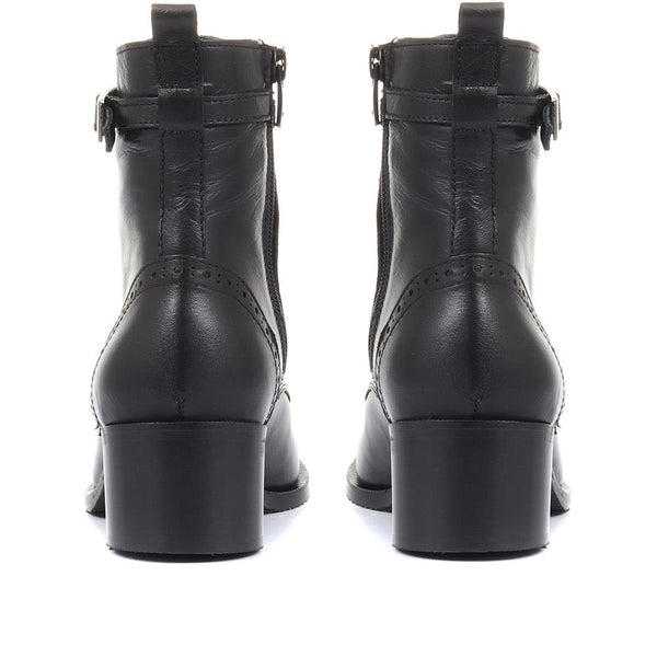 Jones Bootmaker Women's Madie Heeled Leather Ankle Boots - Black