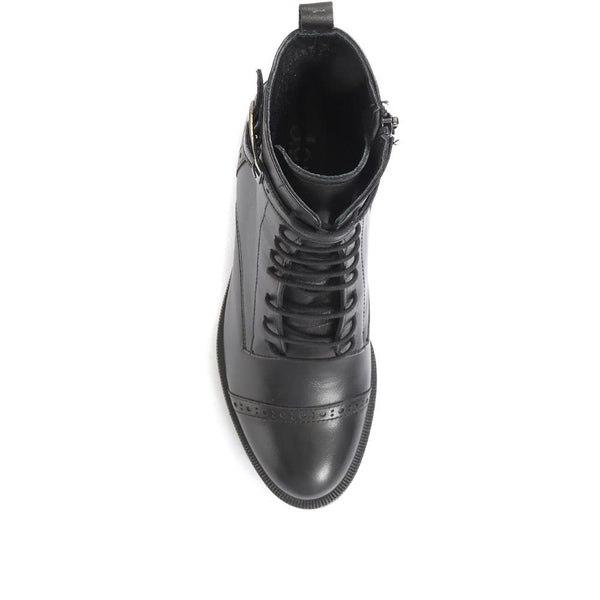 Jones Bootmaker Women's Madie Heeled Leather Ankle Boots - Black
