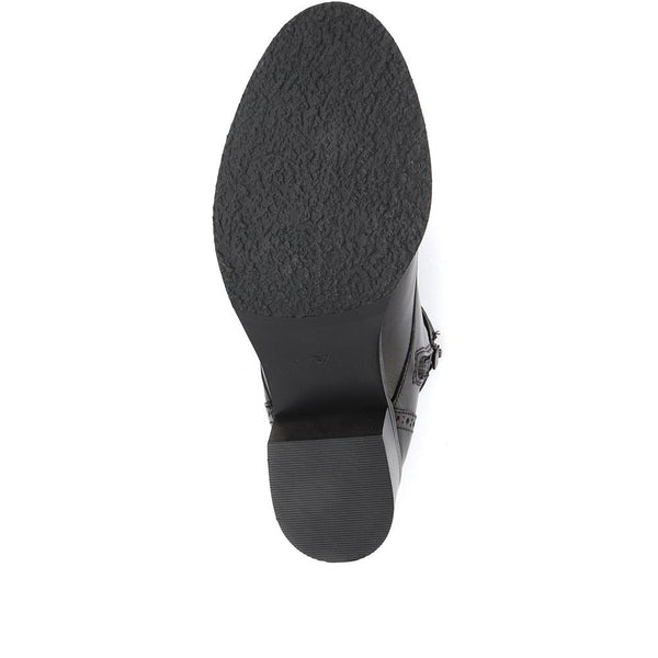 Jones Bootmaker Women's Madie Heeled Leather Ankle Boots - Black