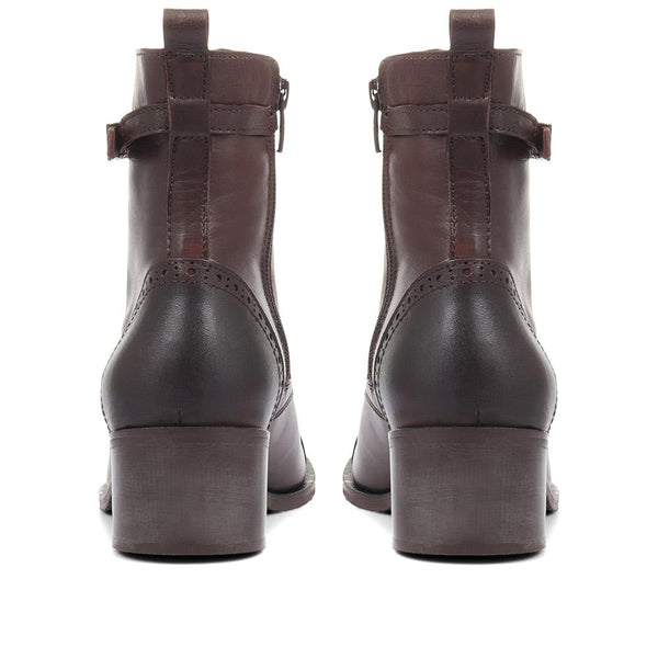 Jones Bootmaker Women's Madie Heeled Leather Ankle Boots - Chocolate