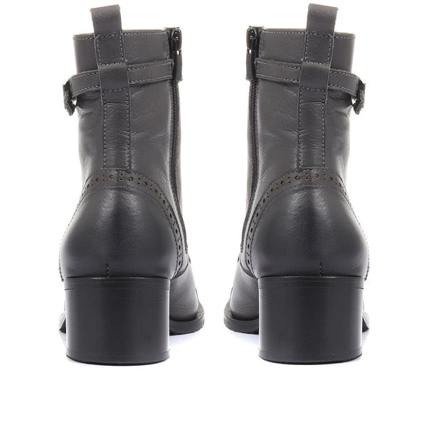 Jones Bootmaker Women's Madie Heeled Leather Ankle Boots - Grey