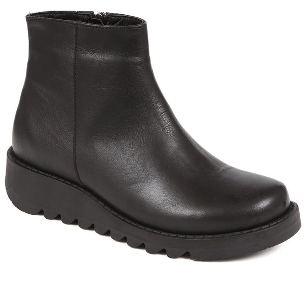 jones bootmaker Women's Mariane Leather Wedge Ankle Boots - Black