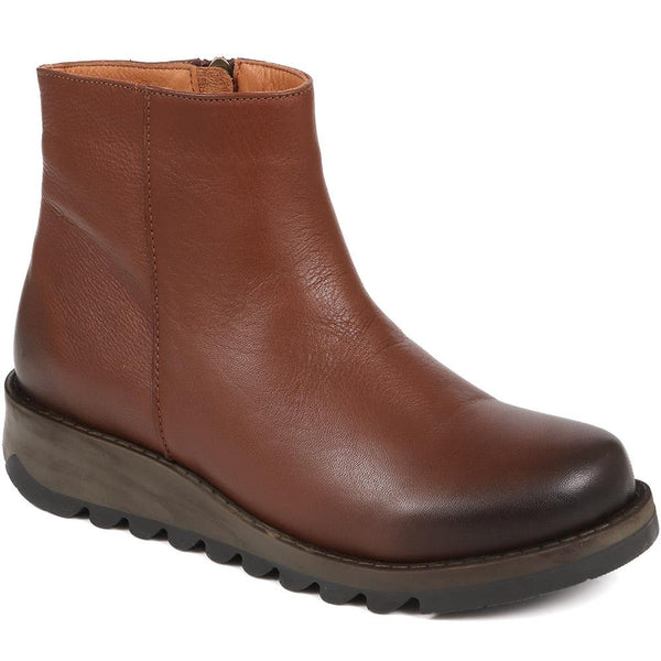 jones bootmaker Women's Mariane Leather Wedge Ankle Boots - Brown