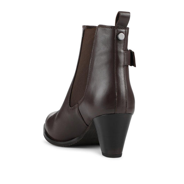 Jones Bootmaker Women's Marya Cuban Heel Leather Ankle Boots - Brown