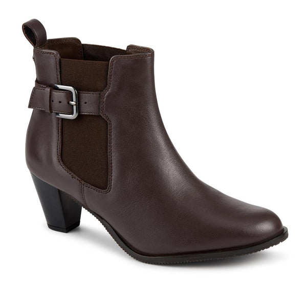jones bootmaker Women's Marya Cuban Heel Leather Ankle Boots - Brown