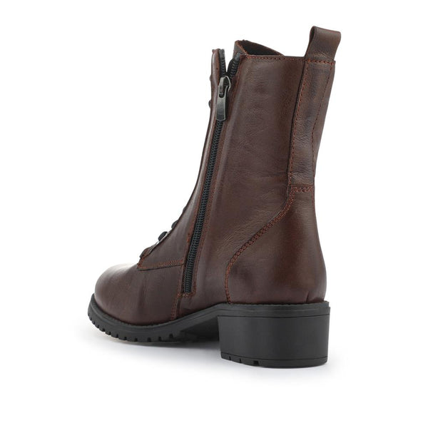 Jones Bootmaker Women's Maura Leather Block Heel Boots - Chocolate