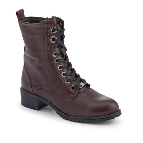 jones bootmaker Women's Maura Leather Block Heel Boots - Chocolate